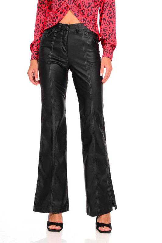 LEATHER BELL BOTTOM PANTS