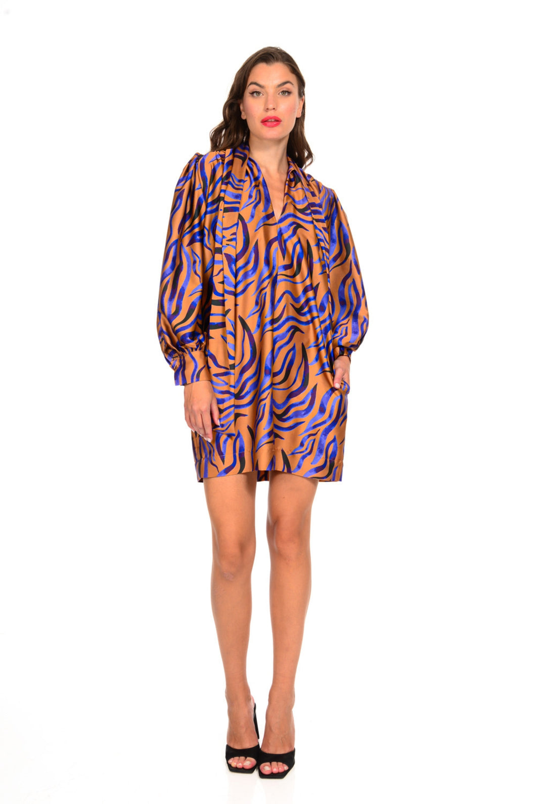 ANIMAL DRESS TIED AT THE NECK