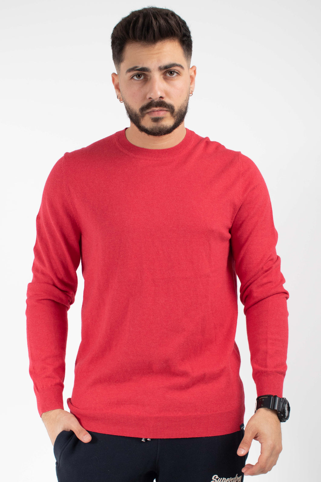 VINTAGE EMB COTTON/CASH CREW TOP