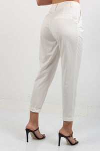 PANTS WITH PLEATS AND LUREX STRIPES