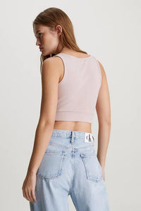 WOVEN LABEL RIB CROP TOP V