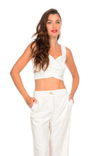 Load image into Gallery viewer, HALTER TOP WITH LUREX STRIPE