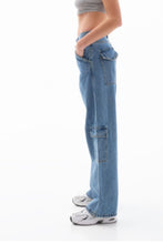 Load image into Gallery viewer, AALLYAH LOW RISE STRAIGHT LEG CARGO JEANS