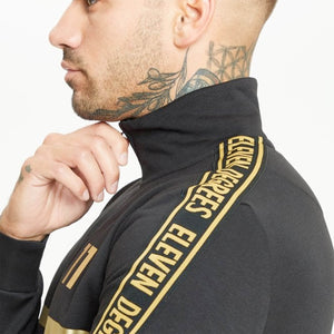 MIXED FABRIC TAPED FULL ZIP FUNNEL NECK