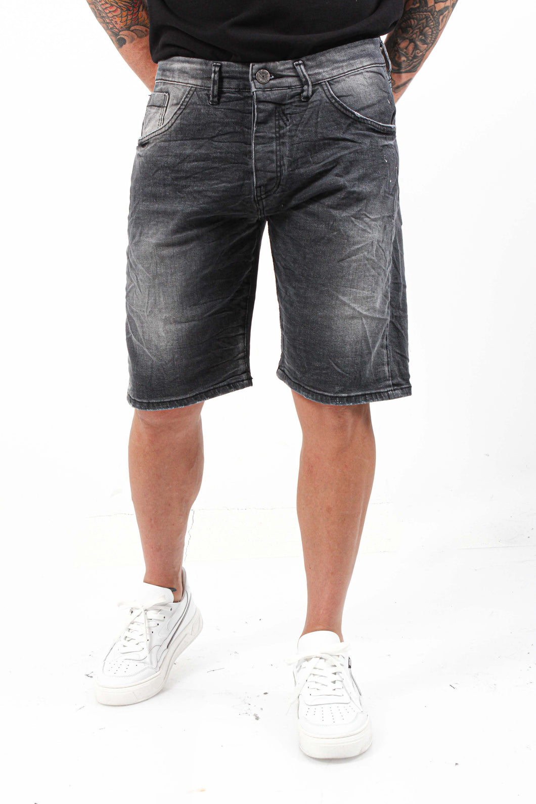 FABBRI 4 DENIM BLACK  SHORTS