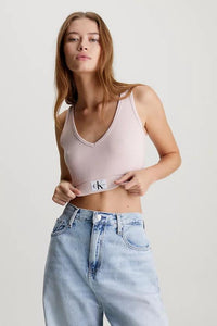 WOVEN LABEL RIB CROP TOP V