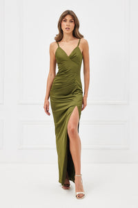 PLETED EVENING DRESS
