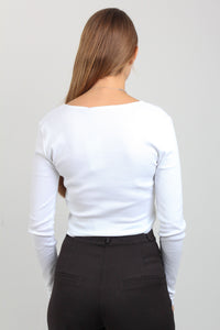 SPLIT COLLAR RIB LONG SLEEVE