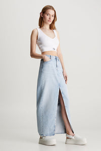 WOVEN LABEL RIB CROP TOP V