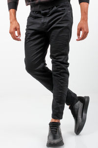 CHIAIA 7 DENIM BLACK TROUSERS
