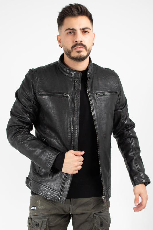 SANDRO SHEEP VEG ANTIQUE JACKET LEATHER