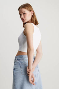 WOVEN LABEL RIB CROP TOP V