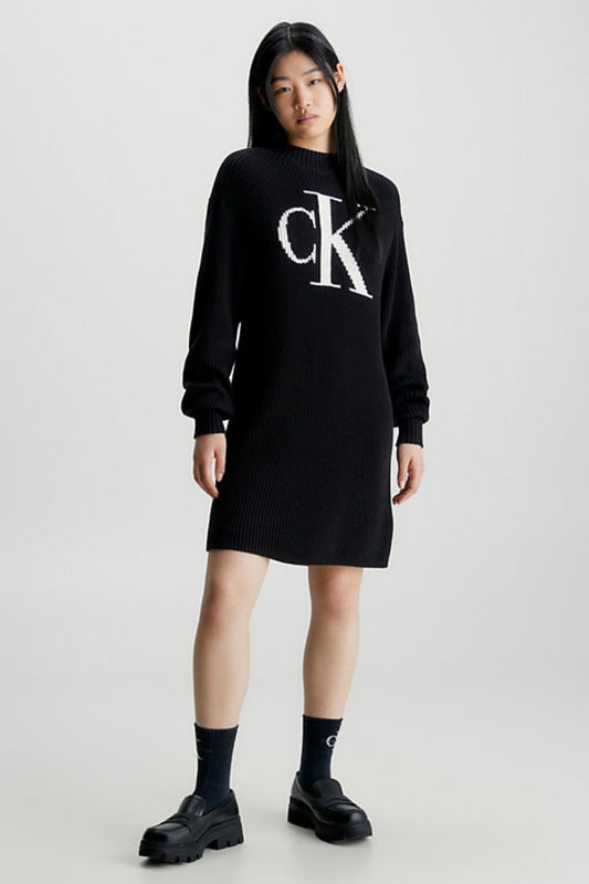 INTARSIA LOOSE SWEATER DRESS