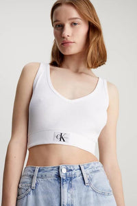 WOVEN LABEL RIB CROP TOP V