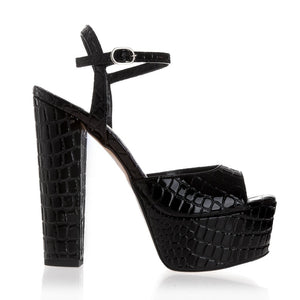 CROCO LEATHER SANDALS