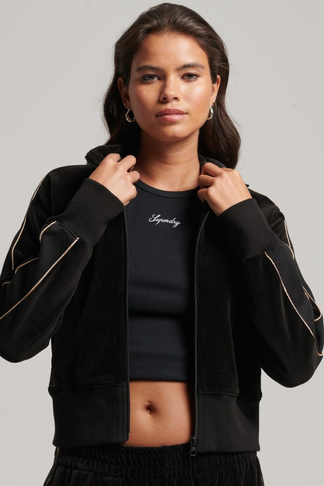 CODE LOGO VELOUR TRACK SWEATER