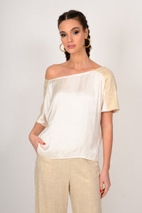 TOP WITH LINEN DETAILS