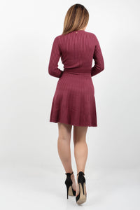 RIB PLEATED PAIGE SWTR DRESS
